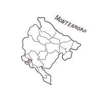 mano dibujado garabatear mapa de montenegro vector ilustración