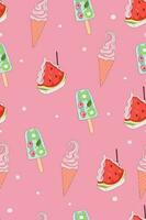 Seamless pattern with cold summer desserts. Vector graphics.