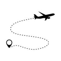 airplane icon set and illustration logo of travel and black airplane and map icon and black line travel icon vector