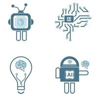 grupos de cuatro artificial inteligencia línea iconos, 4 4 tecnología símbolos conceptos, y 9 9 cibernético iconos, ai, tecnología vector, ilustración diseño vector