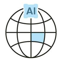 World AI icons, symbols. Artificial intelligence lined brain, cybernetic, ai, head, technology vector, illustration vector