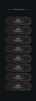 Group of 8 Luxury  multipurpose Infographic buttons and Eight Golden buttons template with option and Premium gold elegant buttons vector