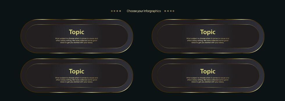 4 Luxury  multipurpose Infographic buttons and Four Golden buttons template with option and Premium gold elegant buttons vector