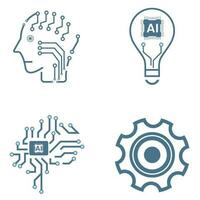 Groups of 4 Artificial intelligence line icons, Four AI for technology symbols concepts, and 4 cybernetic icons, ai, technology vector, illustration concept design vector