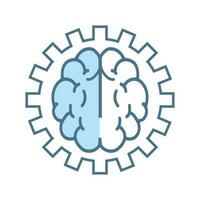 Brain and set up robot, technology flat icons style on white background. Line icons, symbols. an Artificial intelligence lined AI icon vector