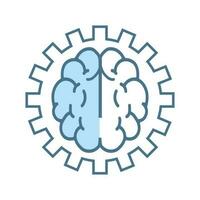 Brain and set up robot, technology flat icons style on white background. Line icons, symbols. an Artificial intelligence lined AI icon vector