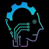 A head of Setting up Robot gradient color vector line icons related to the field of robot and AI technology concept vector, illustration