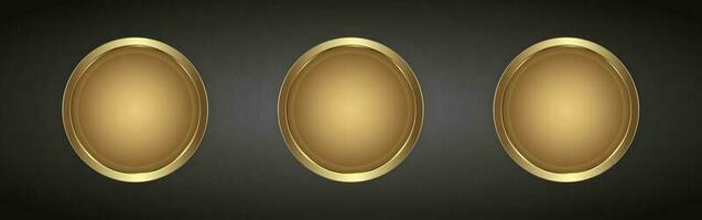 A Groups of Luxury Golden iron web button on dark gradient background for multipurpose Infographic design vector, illustration template design vector