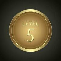 Luxury Golden Level 5 button on dark gradient background for multipurpose Infographic design vector, illustration vector