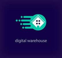 Creative digital warehouse logo. Unique color transitions. Unique storage speed enterprise template. vector