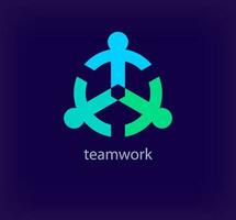Creative teamwork logo. Unique color transitions. Unique partnership team sharing template. vector
