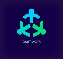 Creative teamwork logo. Unique color transitions. Unique partnership team sharing template. vector