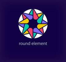 Creative geometric shape element logo. Unique color transitions. Unique circular symmetric logo template. vector