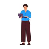 Man using laptop. Laptop computer technology concept. Flat vector illustration.