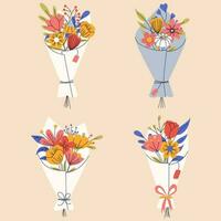 Big set of floral elements. Romantic flower collection with bouquet of flowers. Good for greeting cards or invitation design, floral poster. vector