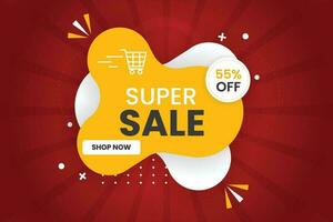 Vector mega sale discount banner promotion with the red background and super offer banner template with editable text effect