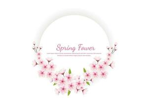 Spring Cherry blossom background with space for text. Vector illustration.