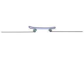 Skateboard One Line Drawing Continuous Hand Drawn Sport Theme Object vector