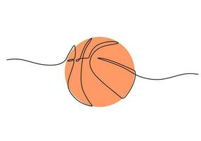 Basketball One Line Drawing Continuous Hand Drawn Sport Theme Object vector