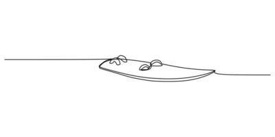 Continuous single one line of Surfing board on white background. vector
