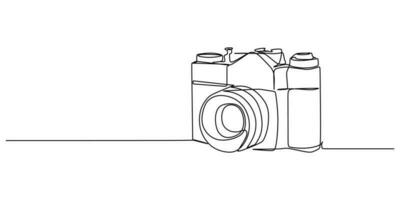 Continuous single one line of camera isolated on white background. vector