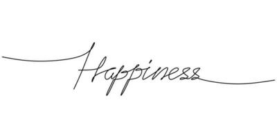 One continuous line drawing typography line art of happiness word vector