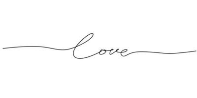 One continuous line drawing typography line art of love word vector