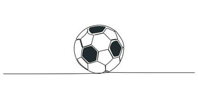 Continuous single one line of soccer ball isolated on white background vector