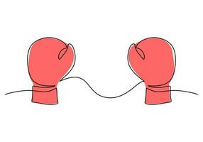 Boxing Gloves One Line Drawing Continuous Hand Drawn Sport Theme vector