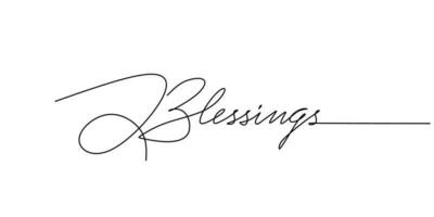 One continuous line drawing typography line art of blessing word vector