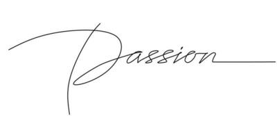 One continuous line drawing typography line art of passion word vector