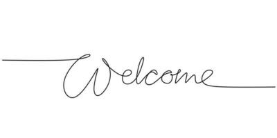 One continuous line drawing typography line art of welcome word vector