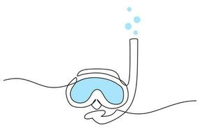 Swimming snorkeling Goggles One Line Drawing Continuous Hand Drawn vector