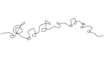 Music sign vector simple. Continuous one line drawing of notes, song