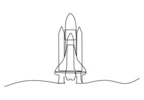 Rocket One Line Drawing Continuous Hand Drawn Sport Theme Object vector