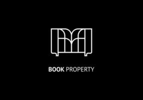 Book property line icon logo template. simple black and white colors vector