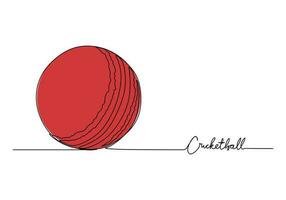 Cricket Ball One Line Drawing Continuous Hand Drawn Sport Theme Object vector