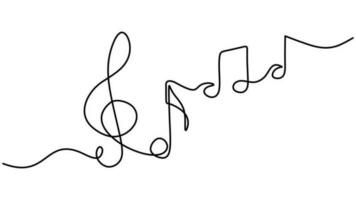 Music sign vector simple. Continuous one line drawing of notes, song