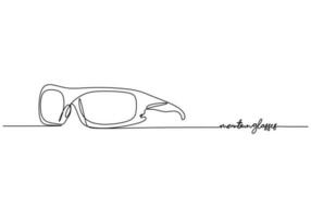 montaña gafas de protección uno línea dibujo continuo mano dibujado deporte tema vector