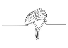 ciclismo casco uno línea dibujo continuo mano dibujado deporte tema vector