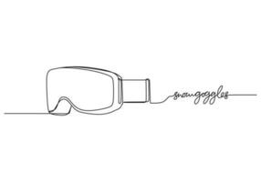 Snow Goggles One Line Drawing Continuous Hand Drawn Sport Theme Object vector