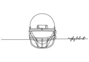 American Football Helmet One Line Drawing Continuous Hand Drawn Sport vector