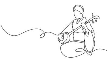 Japanese traditional music, continuous one line drawing vector