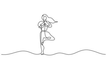 Yoga girl one line drawing minimalist. Vector illustration health