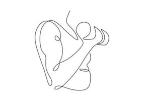 Woman exercise with dumbbell. Continuous line drawing. vector