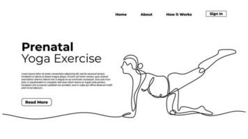 Prenatal yoga exercise, woman doing healthy pose during pregnant vector
