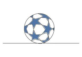 Soccer Ball One Line Drawing Continuous Hand Drawn Sport Theme Object vector