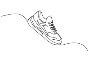 corriendo Zapatos uno línea dibujo continuo mano dibujado deporte tema vector