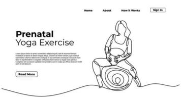 Pregnant woman continuous line drawing, landing page concept vector