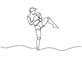 Kickboxing continuous line drawing. Vector illustration